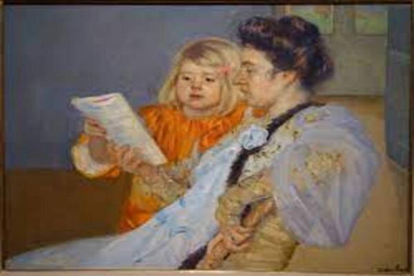 Mujer, madre, leyendo a su hija pintura de Mary Cassat
