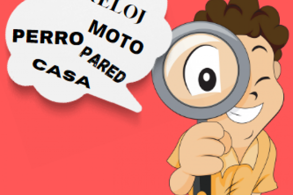 NIÑO MIRANDO CON LUPA PALABRAS