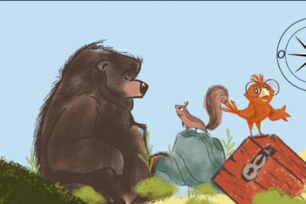 Amatista, el oso, sus amigos y una rosa de los vientos.