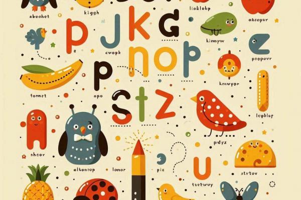 letras y puntos, animales de colores