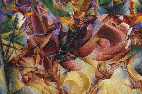 Pintura de muchos colores que expresa movimiento
