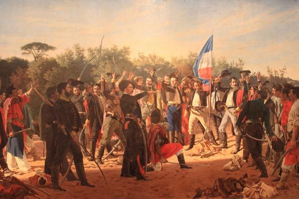 Imagen de la obra pictórica de Juan Manuel Blanes llamada Juramento de los Treinta y Tres Orientales