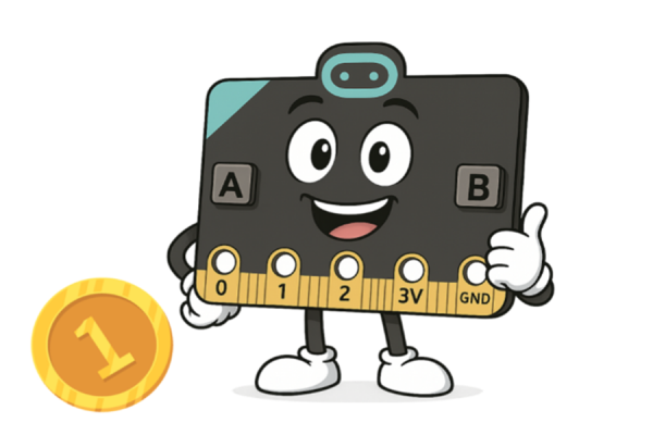 Dibujo de Micro:bit y moneda