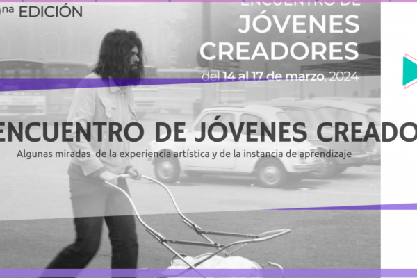 imagen del artista Atchugarry en su juventud con texto sobreimpreso que alude la 9no Encuentro de jóvenes creadores