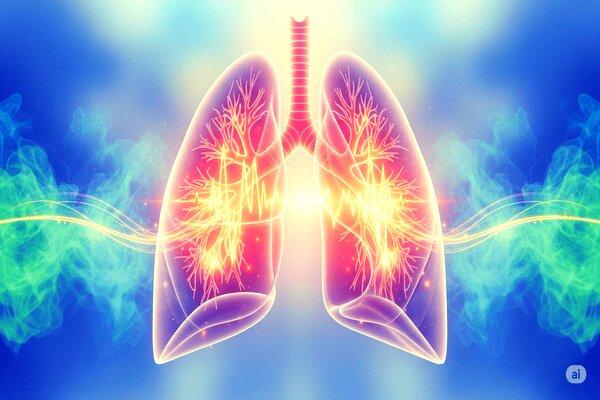 Pulmones con destellos de rayos