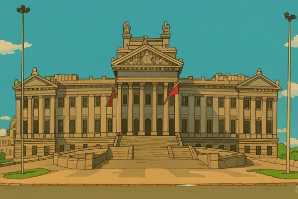Ilustración del Palacio Legislativo con estilo comic