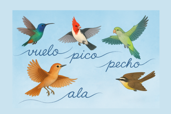 Aves del Uruguay con palabras vinculadas: vuelo, pico, pecho, ala