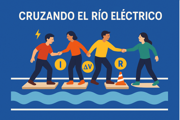 estudiantes jugando a "cruzando el río".