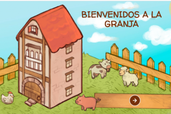 ilustración de una granja con un cerco y animales