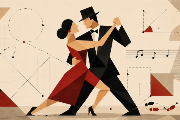 Pareja de tango con figuras geométricas