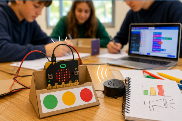 Estudiantes en laboratorio con la placa micro:bit