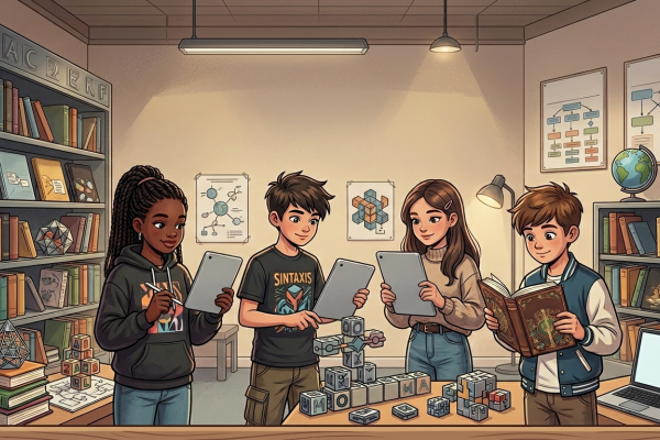 Niños leyendo y explorando textos y palabras