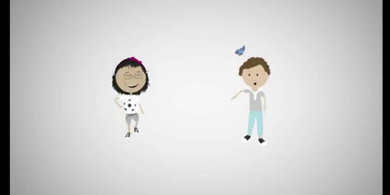 Animaciones de niña dominando una pelota, niño jugando con una mariposa