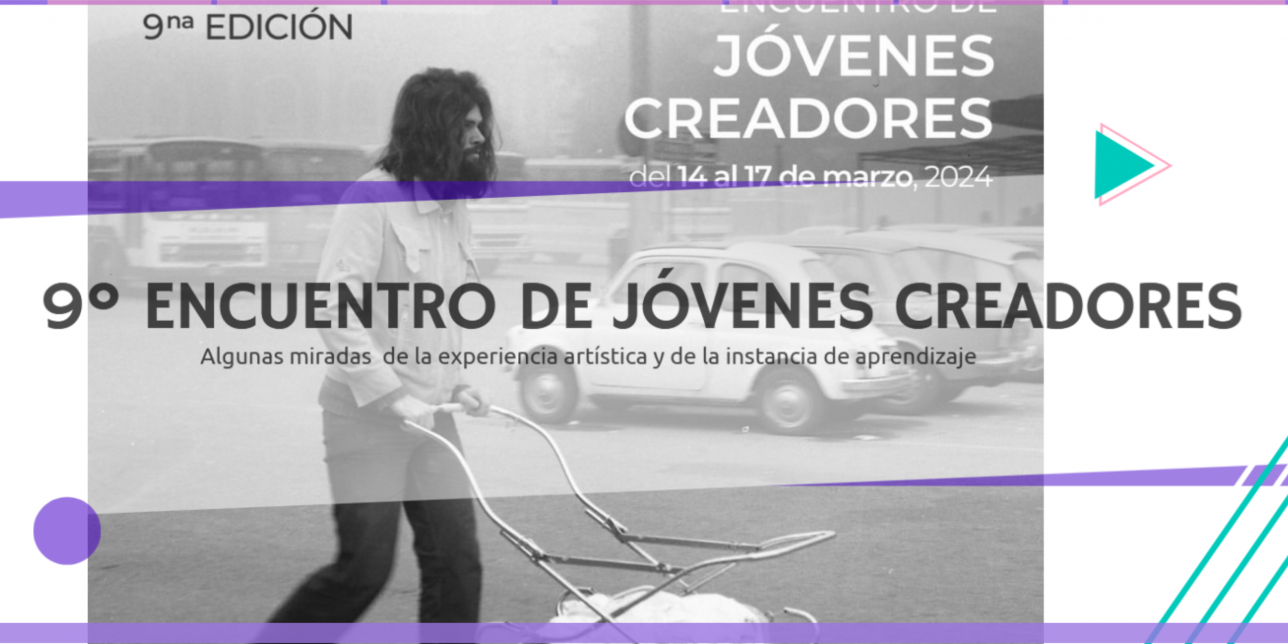 imagen del artista Atchugarry en su juventud con texto sobreimpreso que alude la 9no Encuentro de jóvenes creadores