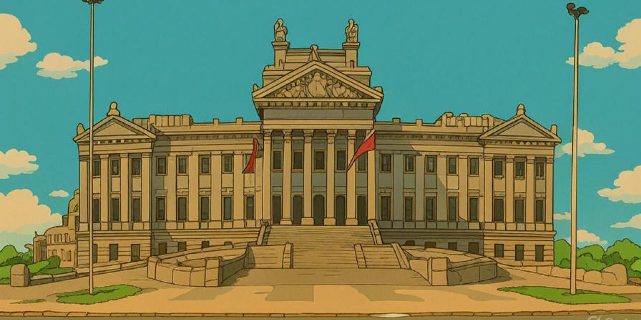 Ilustración del Palacio Legislativo con estilo comic