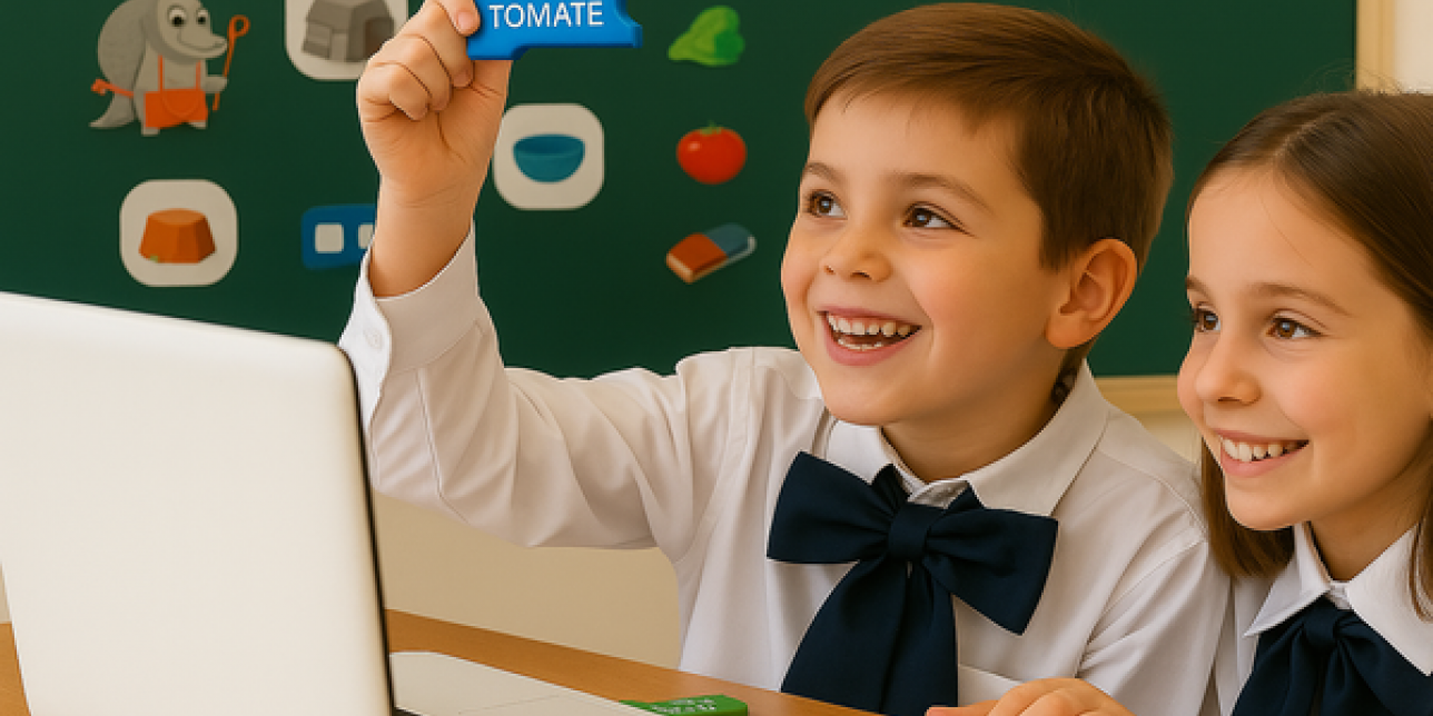Niños programando en la computadora
