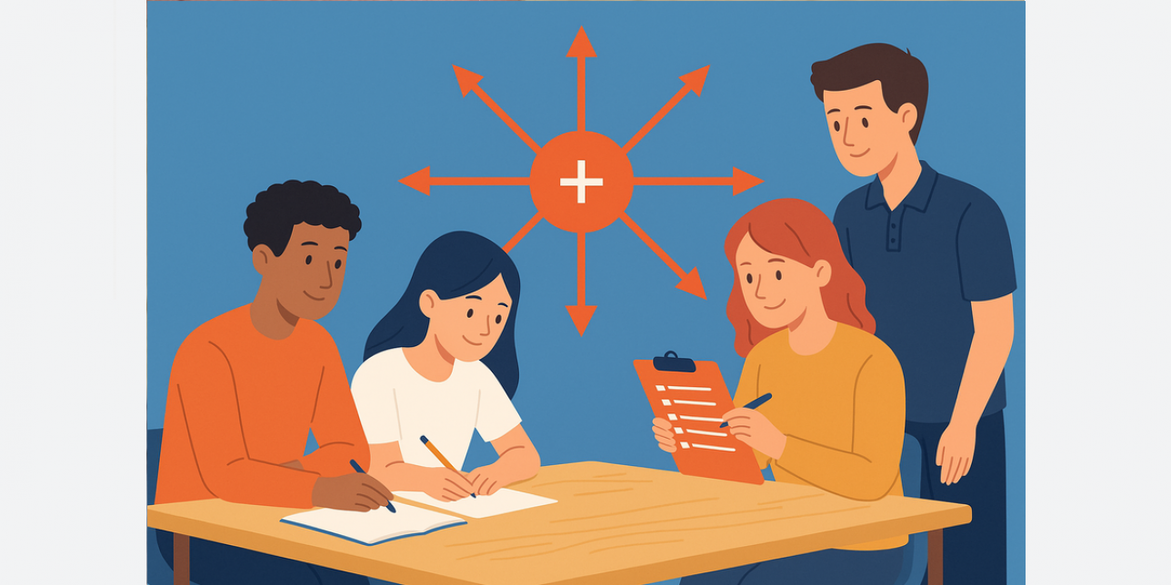 Estudiantes trabajando en grupo 