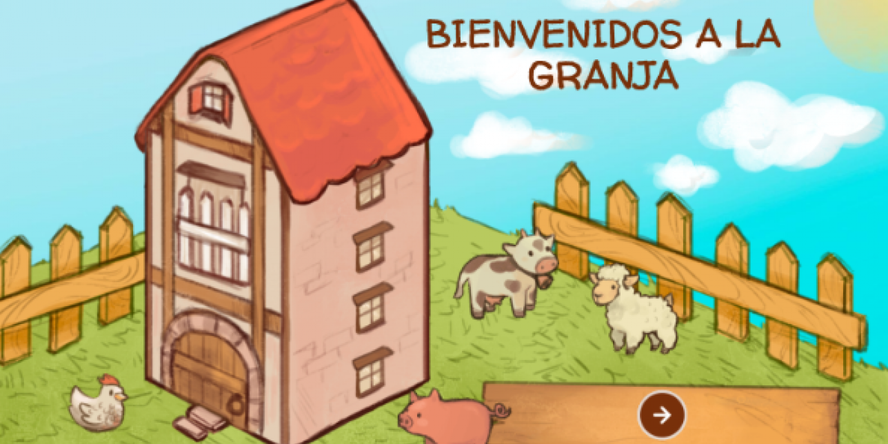 ilustración de una granja con un cerco y animales
