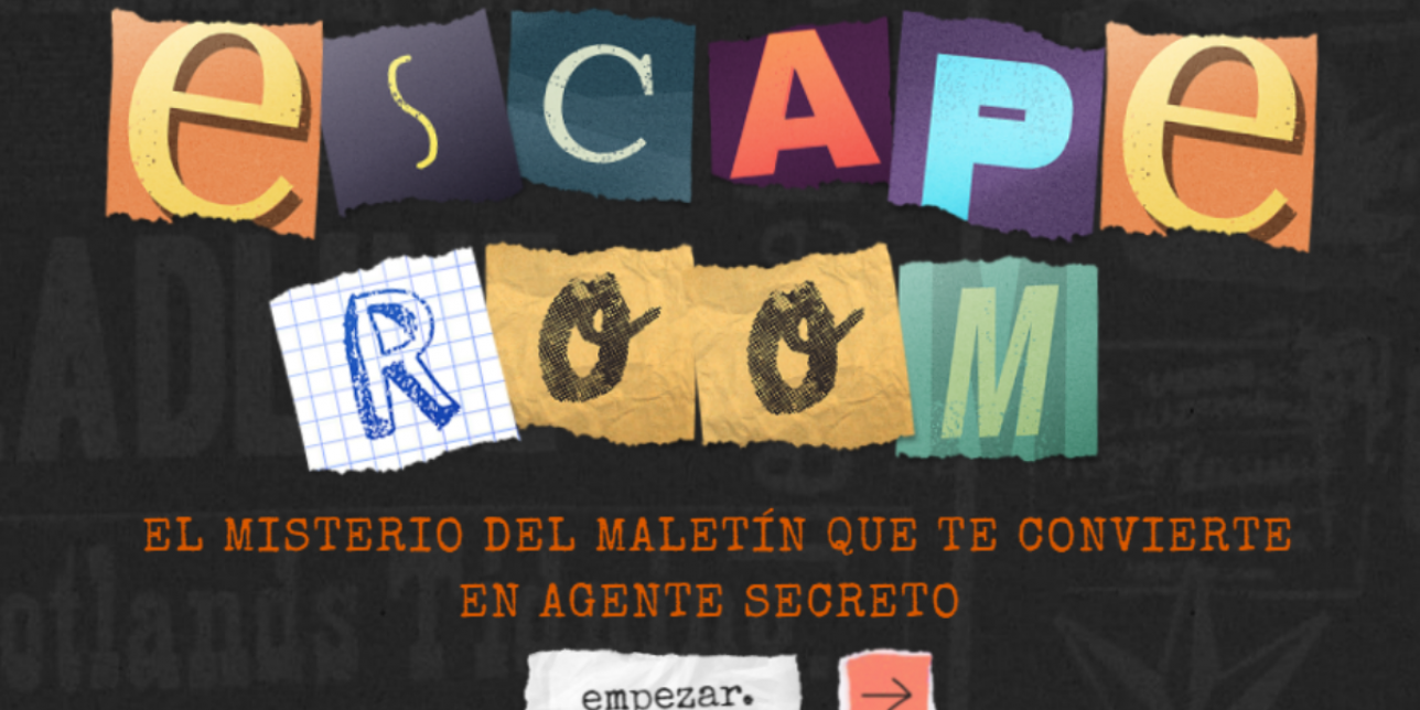 Portada del juego que dice "Escape Room"